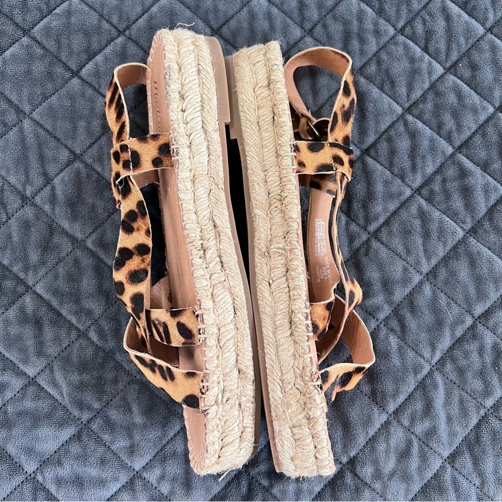 Madewell wedge Sandals Women size 9 Leopard Animal Print Malia Espadrille - Picture 8 of 12
